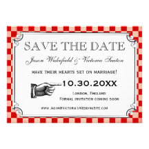 Steampunk Checkerboard Wedding Save the Date Cards