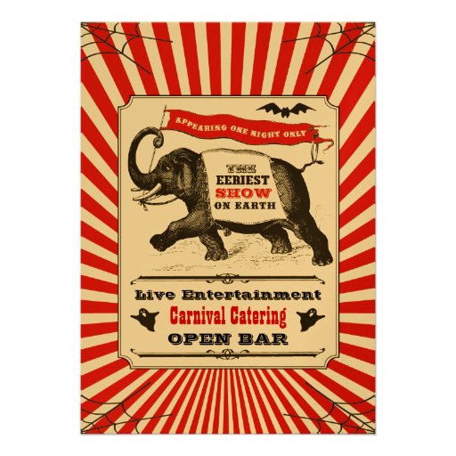 Steampunk Circus Halloween Party Invitation