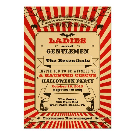 Steampunk Circus Halloween Party Invitation (front side)