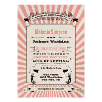 Steampunk Circus Wedding Invitation Pink invitations