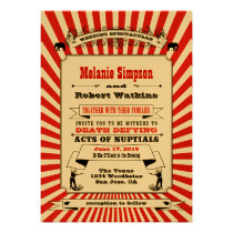 Steampunk Circus Wedding Invitation Red invitations