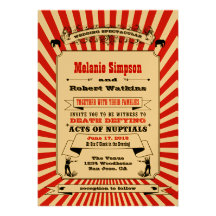 Steampunk Circus Wedding Invitation Red