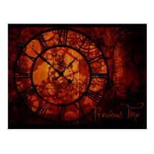 Steampunk clock post card