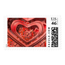 steampunk clockwork heart postage stamps