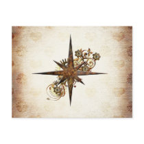 Steampunk Compass Star Postcard