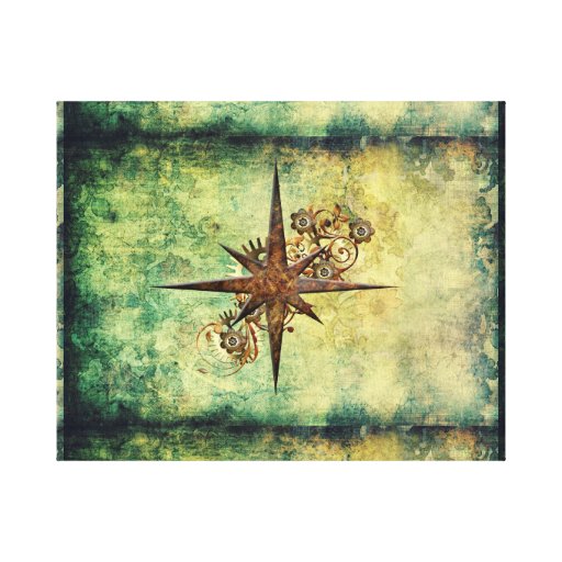 Steampunk Compass Star Wrapped Canvas