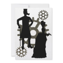 Steampunk Couple Personalized Invitation