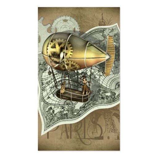 Steampunk Dirigible Air Tour Profile Cards Business Cards (front side)