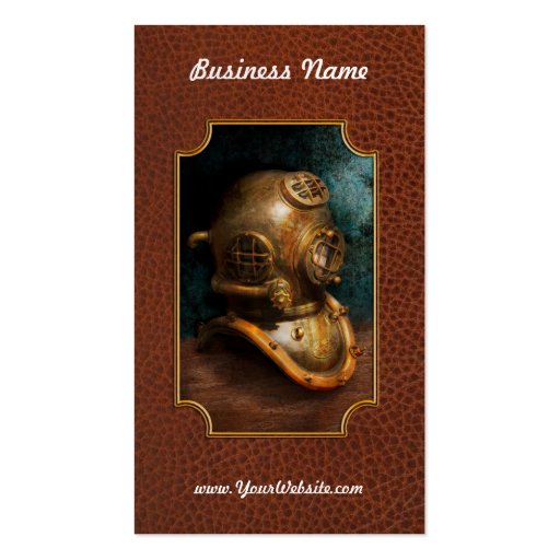 Steampunk - Diving - The diving helmet Business Card Template (front side)