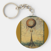 Steampunk Eiffel Tower & Hot Air Balloon Key Chain