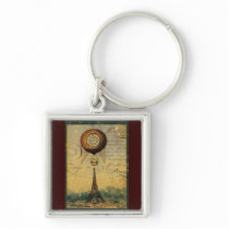 Steampunk Eiffel Tower & Hot Air Balloon Keychain