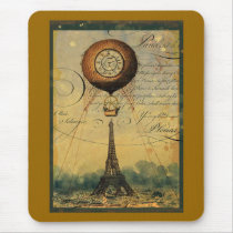 Steampunk Eiffel Tower & Hot Air Balloon Mousepad