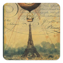 Steampunk Eiffel Tower & Hot Air Balloon Stickers