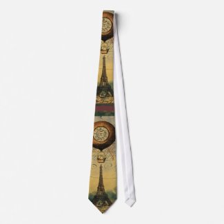 Steampunk Eiffel Tower &amp; Hot Air Balloon Neck Tie