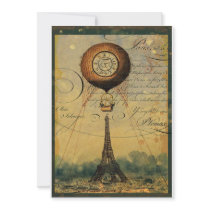 Steampunk Eiffel Tower Invitation Vintage Style
