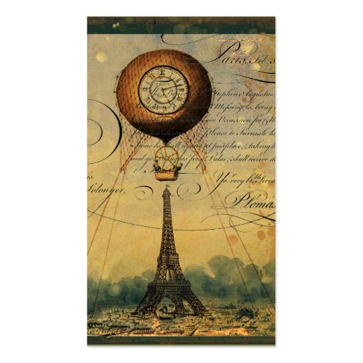 Steampunk Eiffel Tower Profile Business Cards (front side)