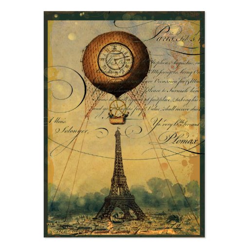 Steampunk Eiffel Tower Profile Business Cards