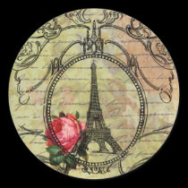 Steampunk Eiffel Tower & Red Rose stickers