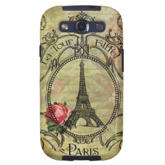 Steampunk Eiffel Tower Red Rose Victorian Style Galaxy SIII Covers