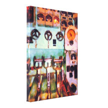Steampunk - Electrical Control Room Stretched Canvas Print