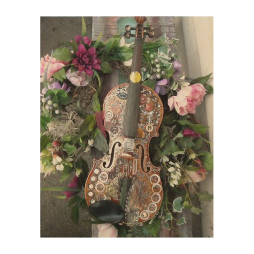 Steampunk Fiddle Wood Wall Art