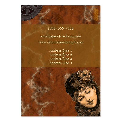 Steampunk ~ Foxy Lady ~ Vintage Style Business Card Templates (back side)
