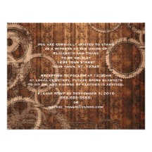 Steampunk Gears Damask Striped Goth Invitation