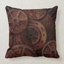 Steampunk gears throw pillow