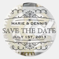Steampunk Gears Victorian Save the Date Stickers