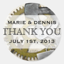 Steampunk Gears Victorian Thank You Stickers