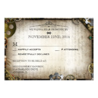 Steampunk Gears Victorian Wedding RSVP Response Invitations