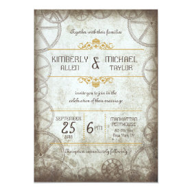 Steampunk Gears Wedding Personalized Announcement