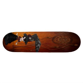 Steampunk Goth Girl & Clock Surreal Skateboard zazzle_skateboard