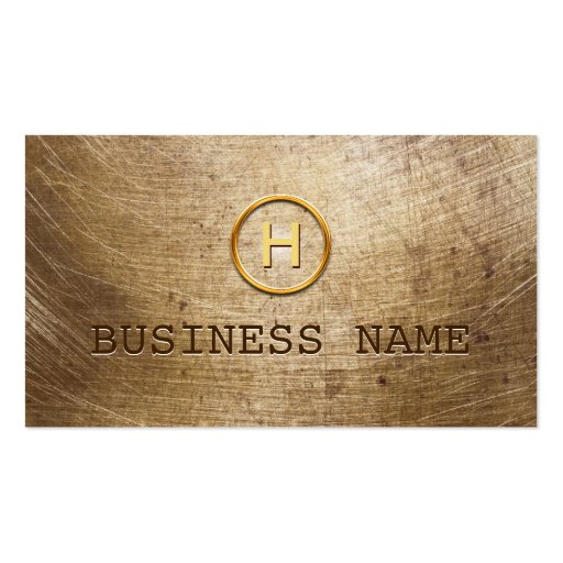 Steampunk Grunge Gold Monogram Business Card (front side)
