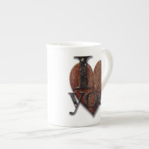 Steampunk I Love You Valentine Bone China Mugs