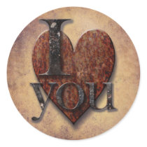 Steampunk I Love You Valentine Round Sticker