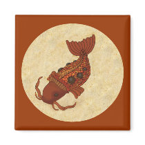 Steampunk Koi Fridge Magnets