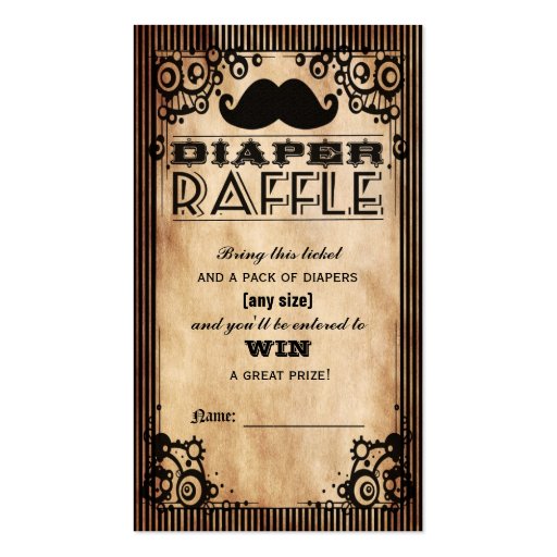 Steampunk Look Baby Boy Diaper Raffle Ticket Business Card (front side)