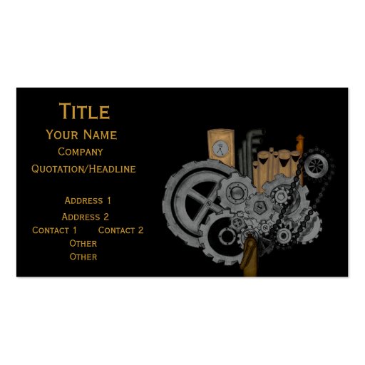 Steampunk Machinery Business Card Template (front side)