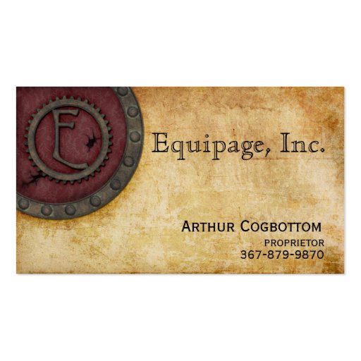 Steampunk Monogram Antique Claret E Business Card Template