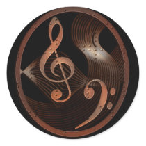 Steampunk Music Design round stickers stickers