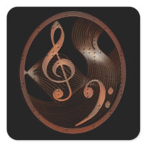 Steampunk Music Design square stickers