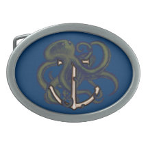 Steampunk Octopus Over Anchor Belt Buckles