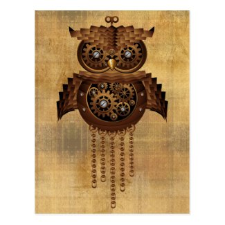 Steampunk Owl Vintage Style Postcards