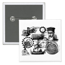 steampunk pinback buttons