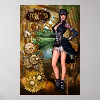 Steampunk Pinup Poster Print