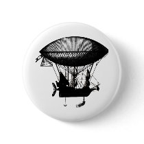 Steampunk pirate airship buttons