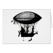 Steampunk pirate airship greeting card