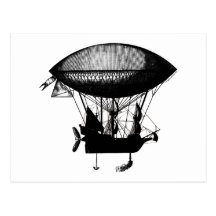 Steampunk pirate airship post cards