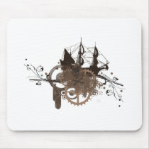 Steampunk pirate ship mousepads